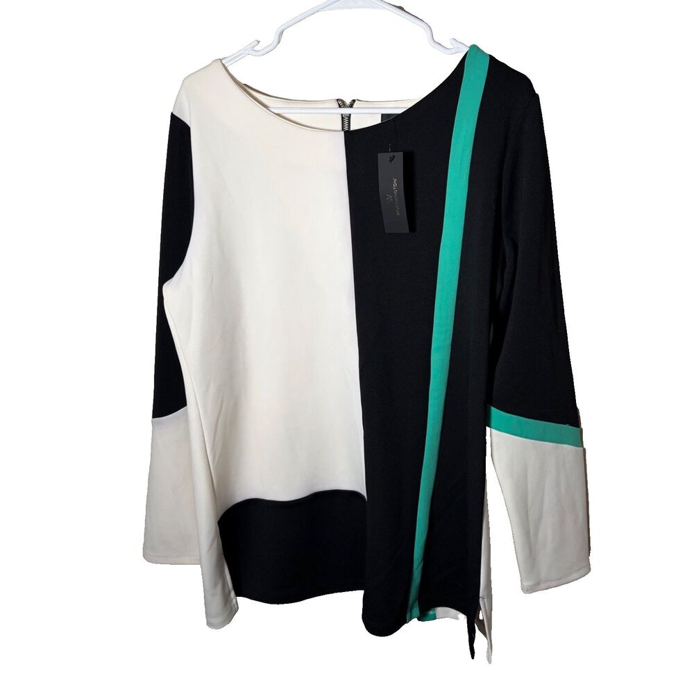 Worthington Blouse Women's XL Colorful 3/4 Sleeve Career Shirt Round Neck NWT
